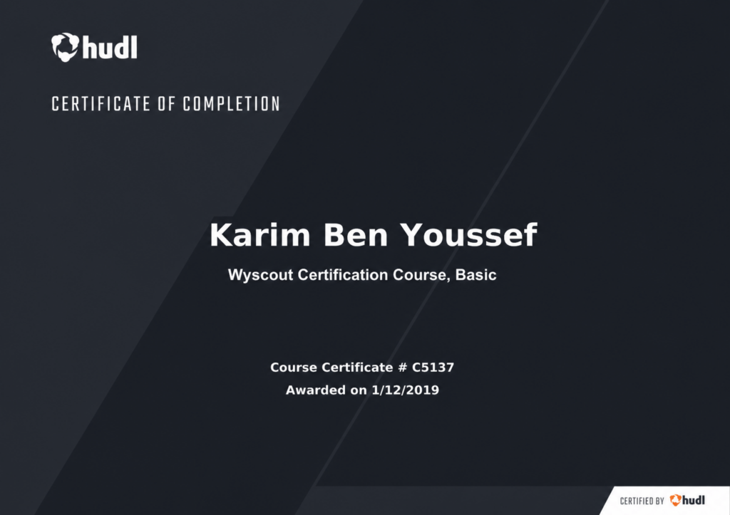 Wyscout Certification Course, Basic