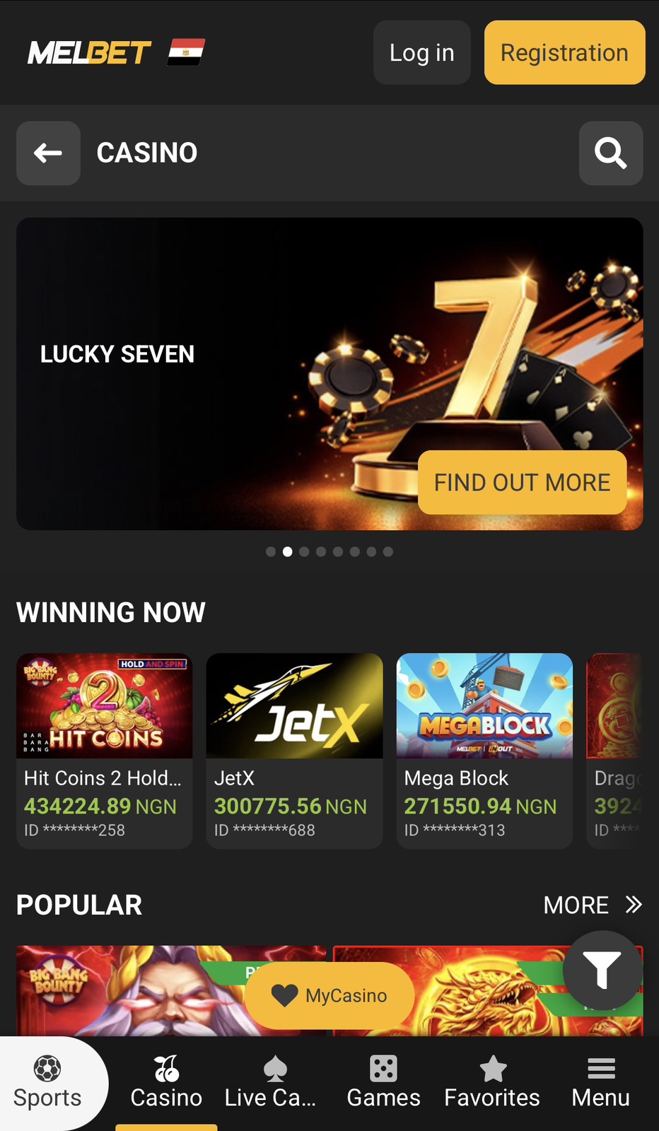 mobile casino melbet
