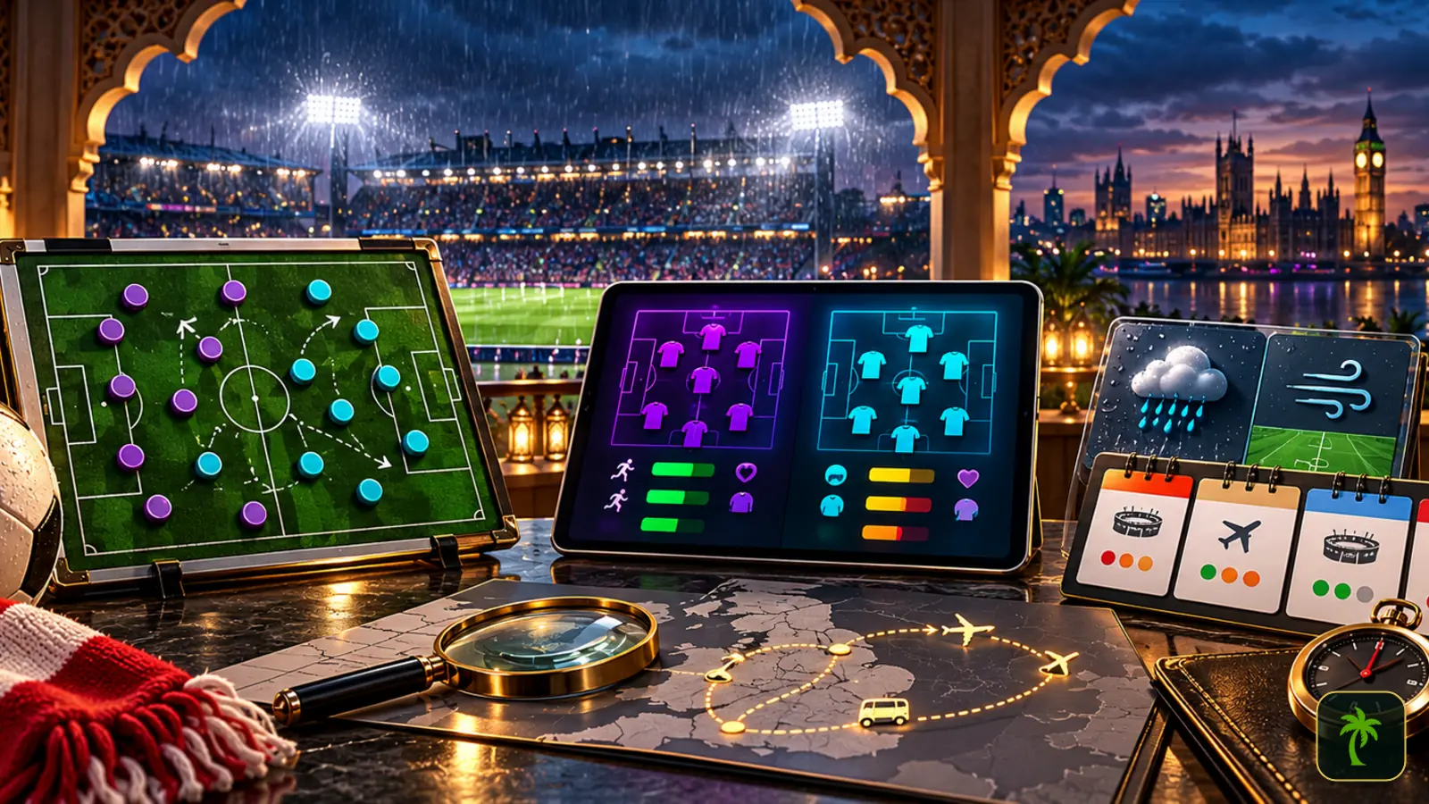 لوحة تكتيكية وتشكيلات وحالة الطقس وخريطة السفر وجدول المباريات لتحليل رهانات الدوري الإنجليزي