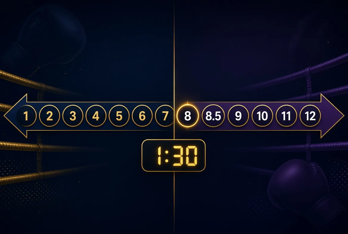 Boxing total rounds bet example with an 8.5 rounds line